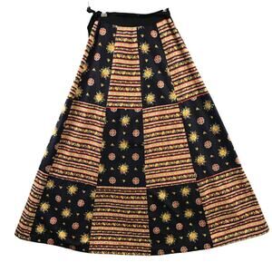 Vintage 70s Mr. Hank Patchwork Mixed Fabric Long Skirt wrap